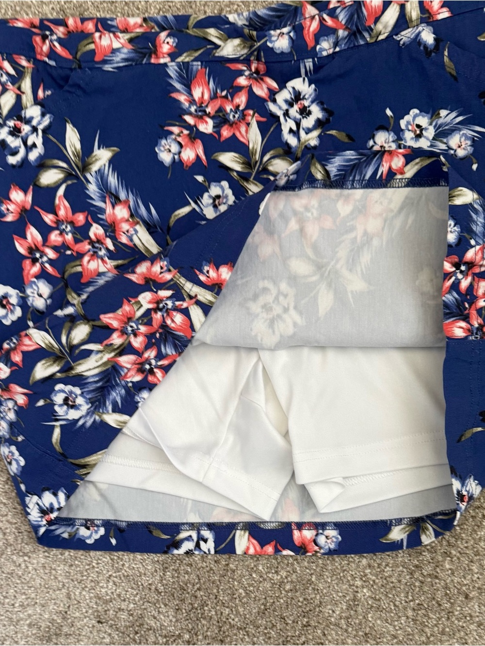 Mario Serrani Navy Floral Mini Skort with Coral and White Flowers - Picture 2 of 5